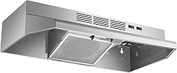Tieasy 30 inch Range Hood Under Cabinet, 400 CFM Ducted/Ductless Convertible Vent Hood with 2 Speed Exhaust Fan, Rocker Switch Control, Multiple Venting Options, Stainless Steel Kitchen Stove Hood