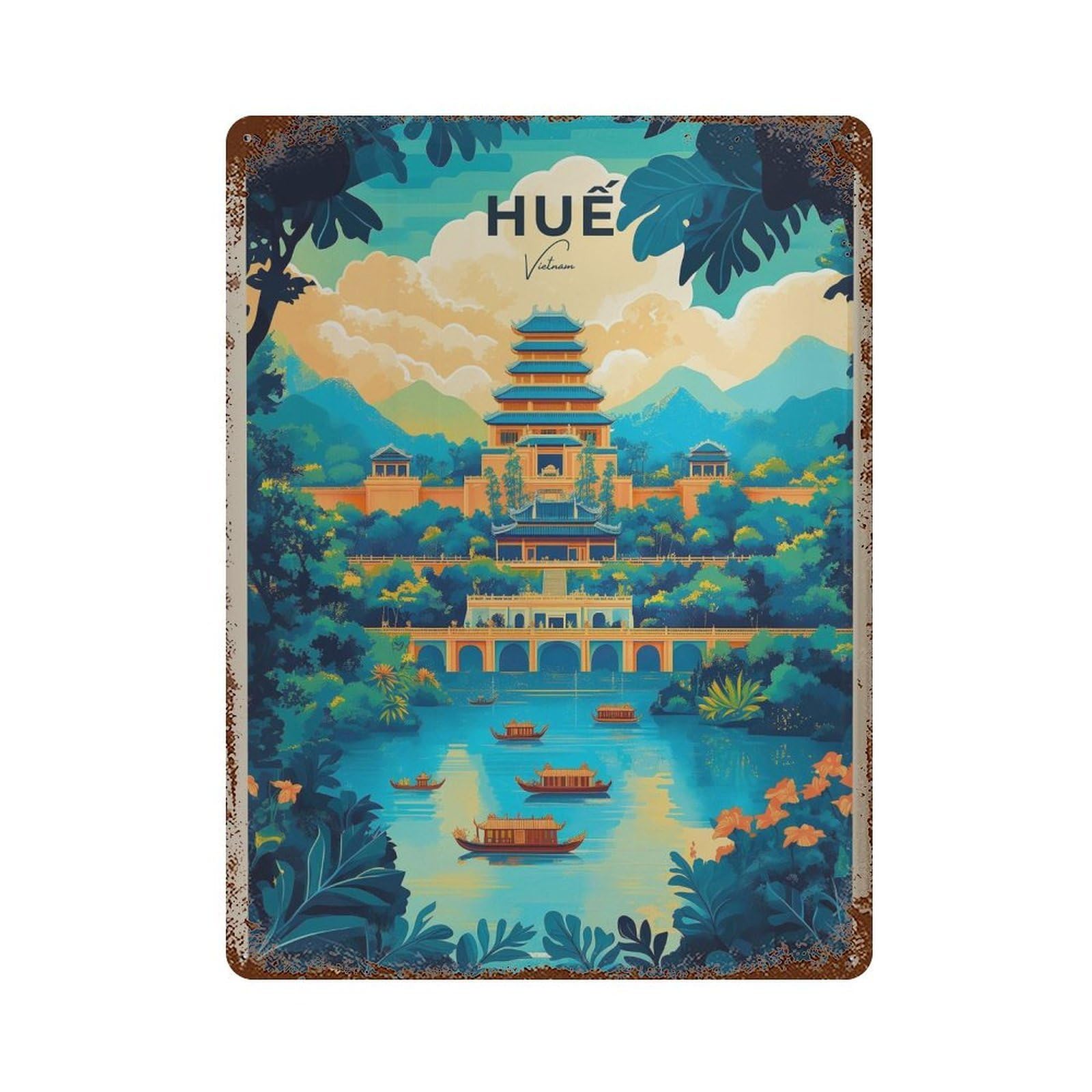 xiaoxiaoshen Hue Vietnam Travel Asian Wall Decor Art Metal Tin Poster Modern Home Decor Art Home Bar Shop Decorations Vintage Sign 40x30cm