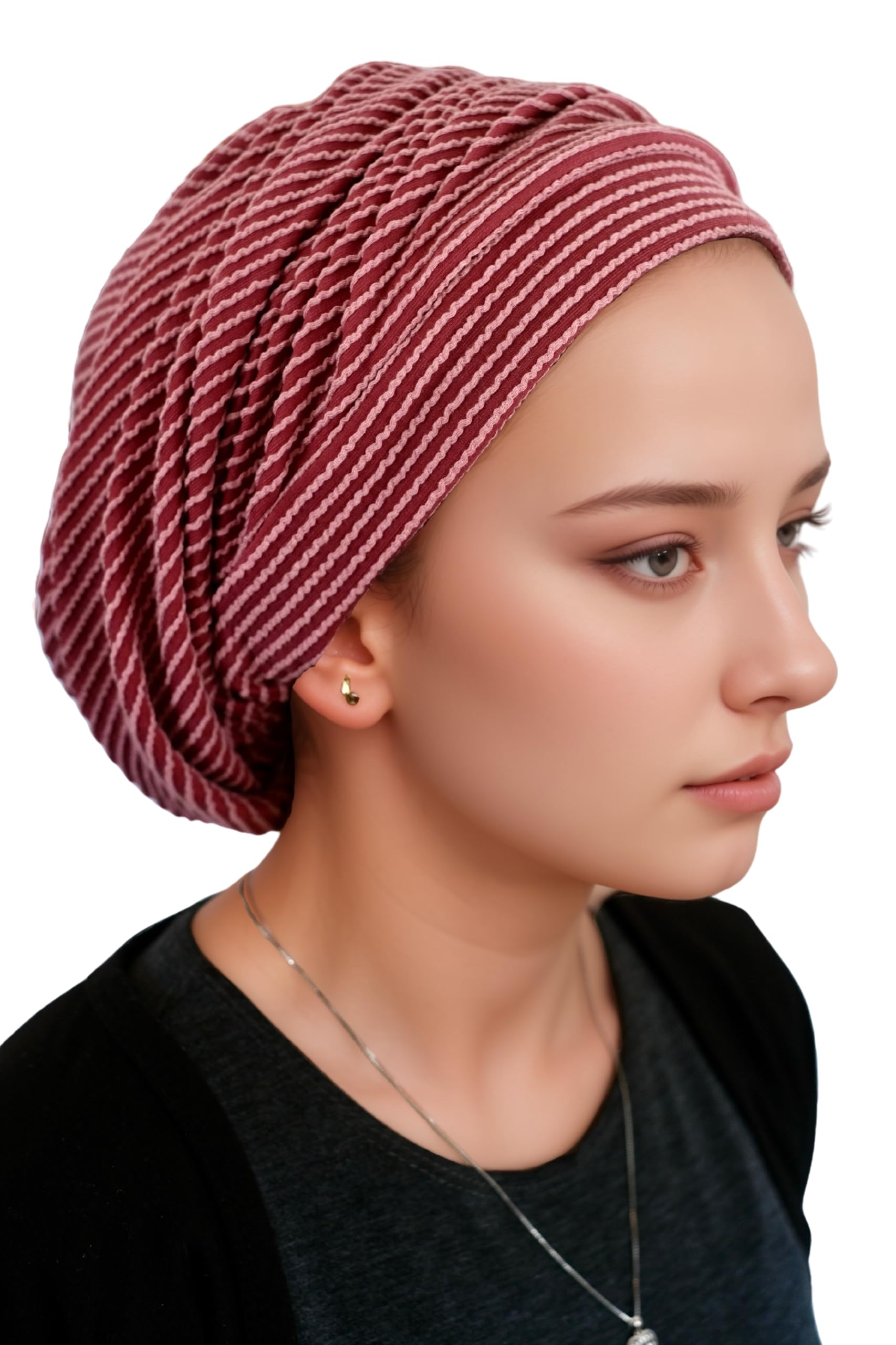 Jewish Head Covering for Women Tichel Slouchy Beanie Beret Snood Headcovering, Pink, One Size
