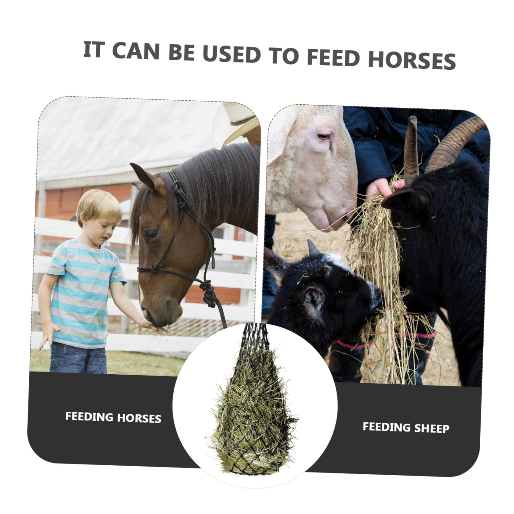 TOYANDONA Red de Alimentación de Heno para Caballos Orificios Pequeños Bolsa de Forraje Portátil Comedero Equino