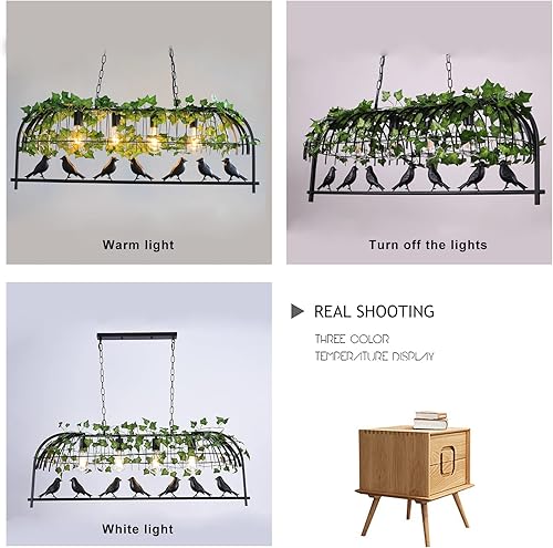 Miniatura 5 de Modern Industrial Adjustable Hanging Light Fixture Retro Plant Black Iron Birdcage Chandelier Rural Farmhouse Restaurant Ceiling Lighting for
