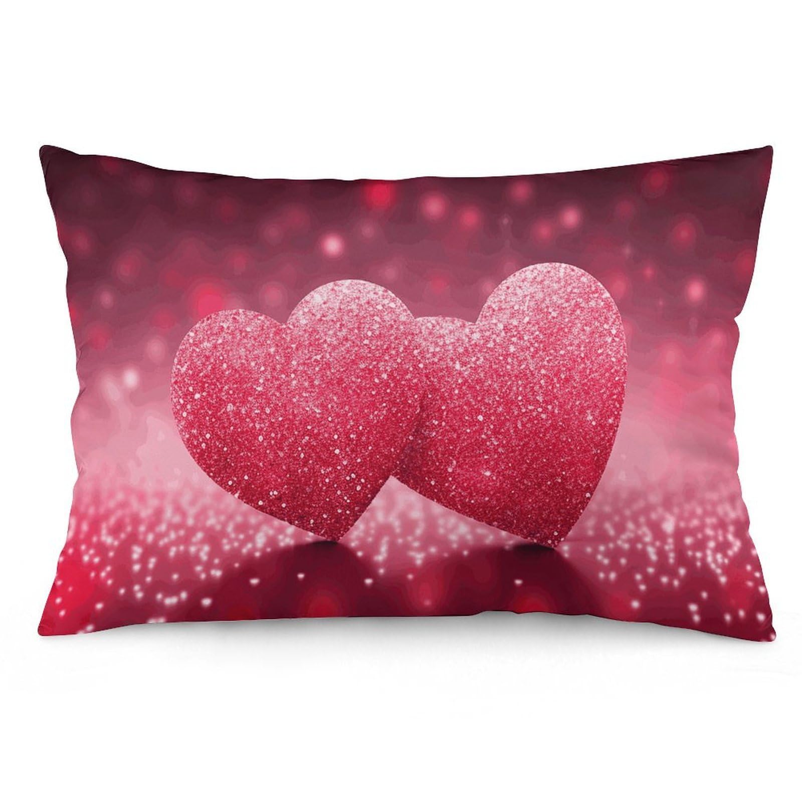 2 Pack Pillow Cases for Hair and Skin, Soft Breathable Pillow Case Covers with Hidden Zipper, Heart Pillowcase 12 "x20 Pillow Covers for Sleeping Gift