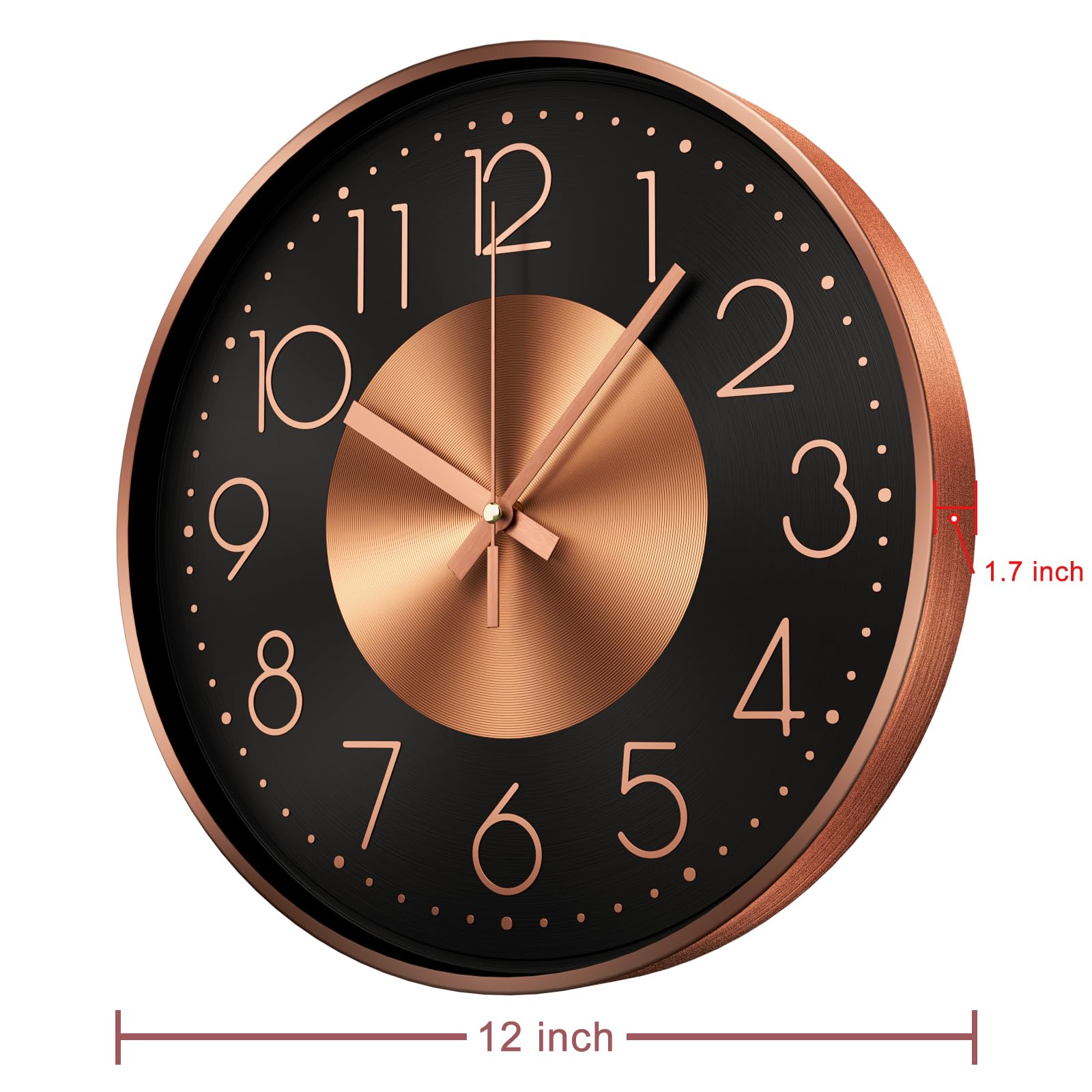 October Elf 12 Inch Wall Clocks for Living Room Kitchen Modern Battery Operated Silent Wall Clock - Image 2