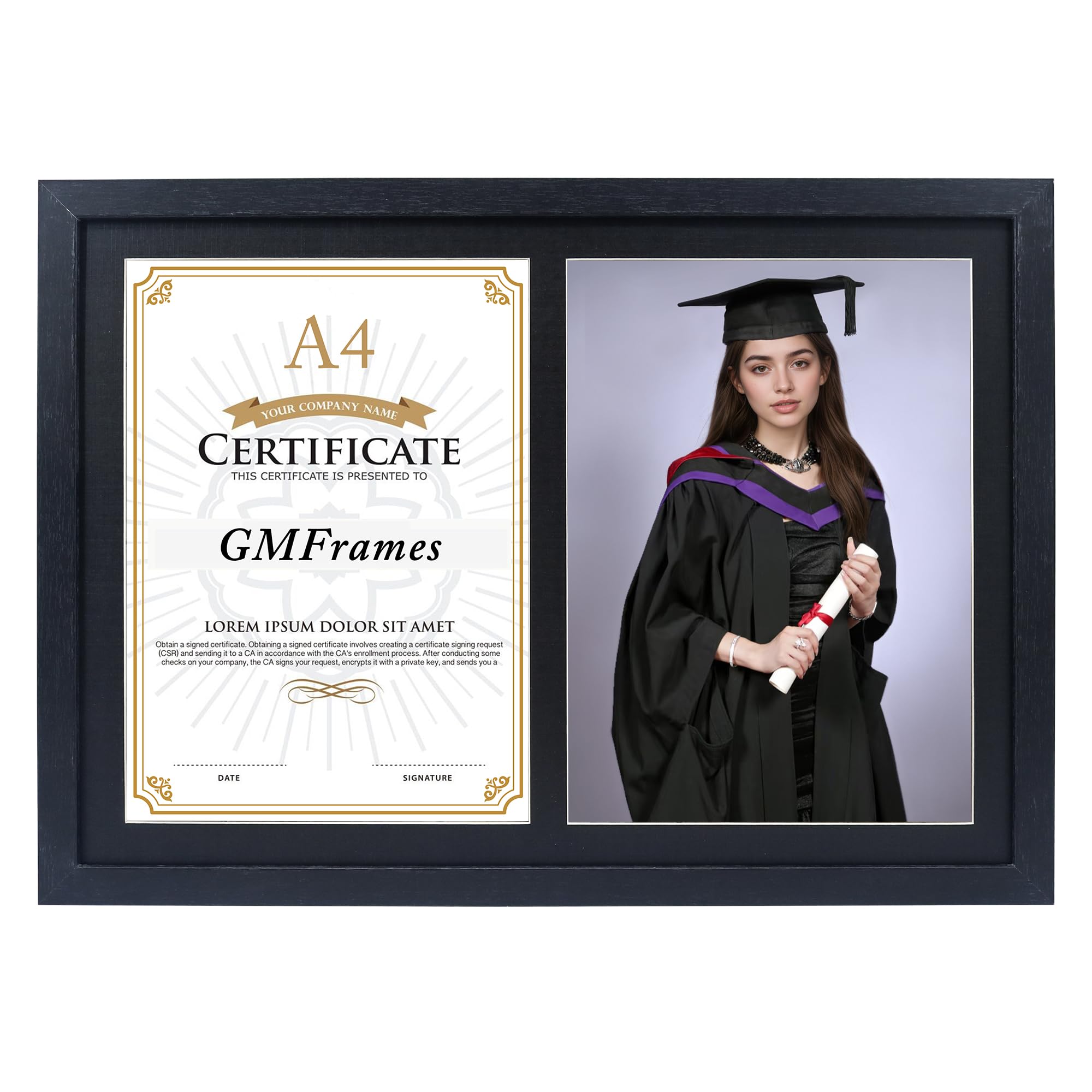 GraduationMall Black Graduation Frame A4 Certificate and 8×10 Photo ...