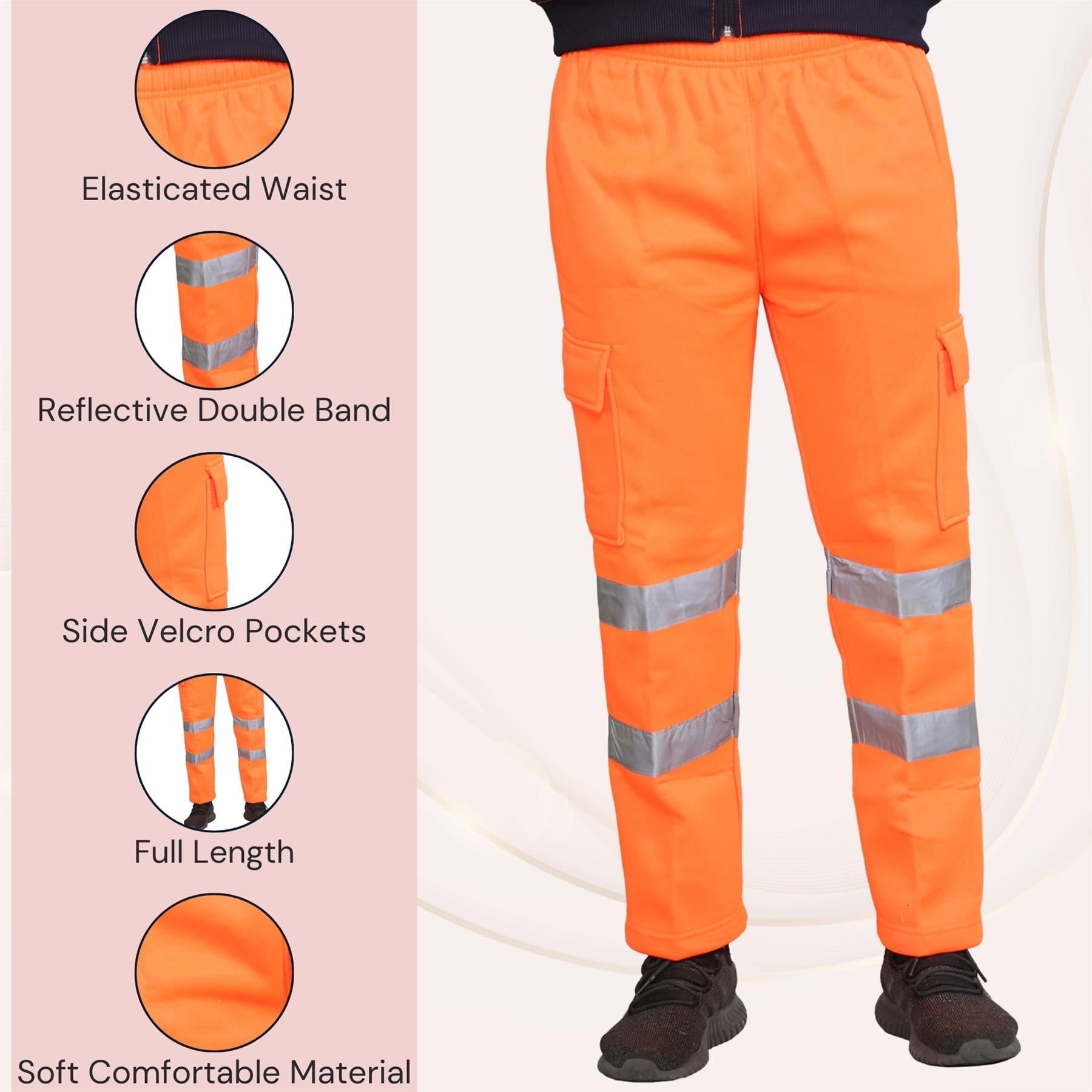 Nowe męskie Hi Vis Visiability Viz polarowe dolne spodnie dresowe bezpieczeństwo spodnie robocze spodnie