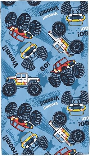 Perinsto Monster Truck Cars - Toalla de mano decorativa para la punta de los dedos, color azul, multiusos para baño, cocina, gimnasio y spa, 27.5 x