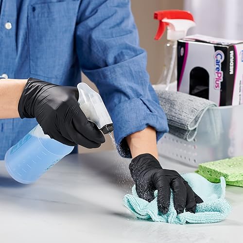 Miniatura 8 de CARE PLUS Guantes de nitrilo para uso médico, sin polvo ni látex, negroazul, S, M, L, XL - 100, 200, 1000