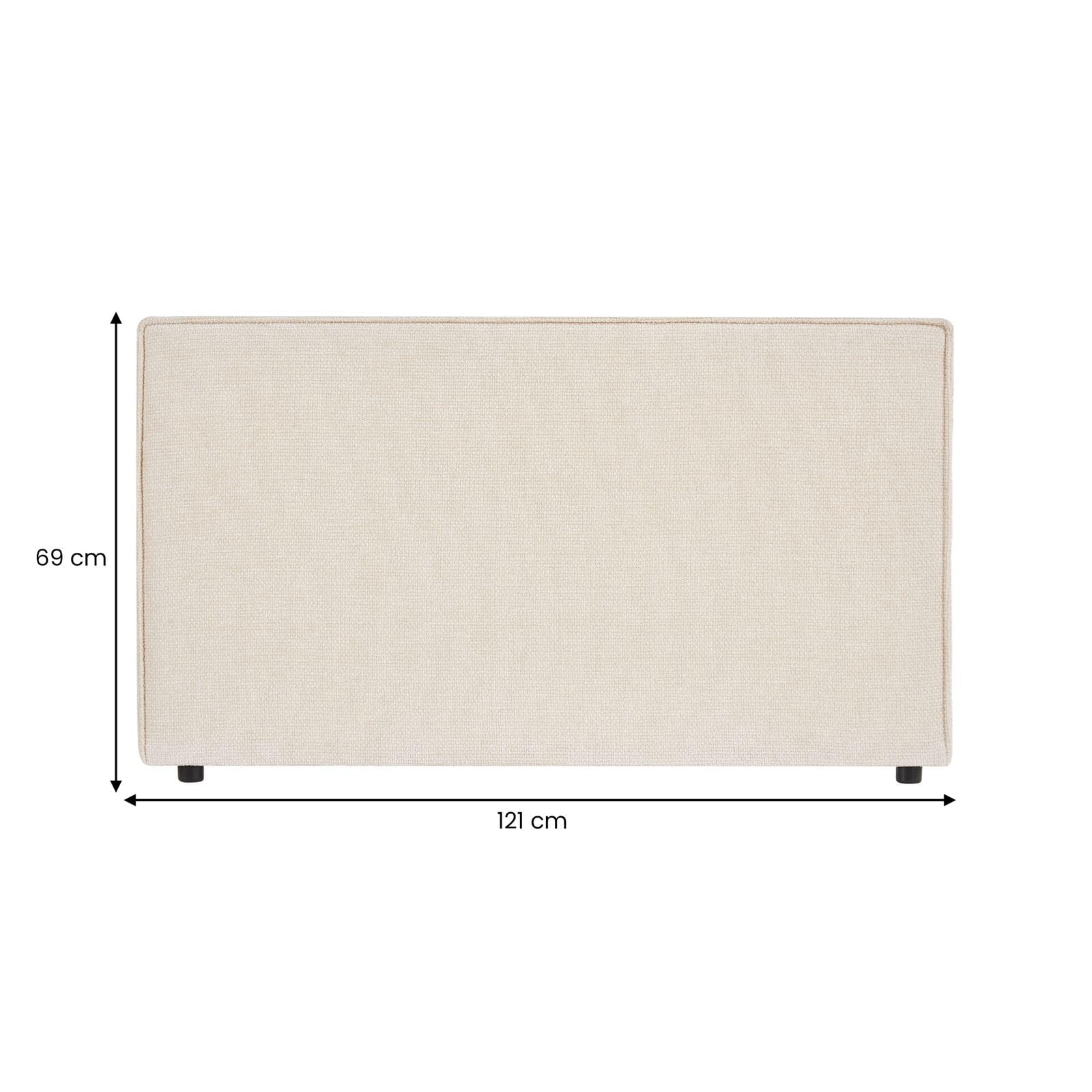 Testiera Letto Singolo IDIMEX Saver, 120 Cm, In Ciniglia Bianco Crema Con Gambe In Legno Massello Coniche, Alta 99 Cm