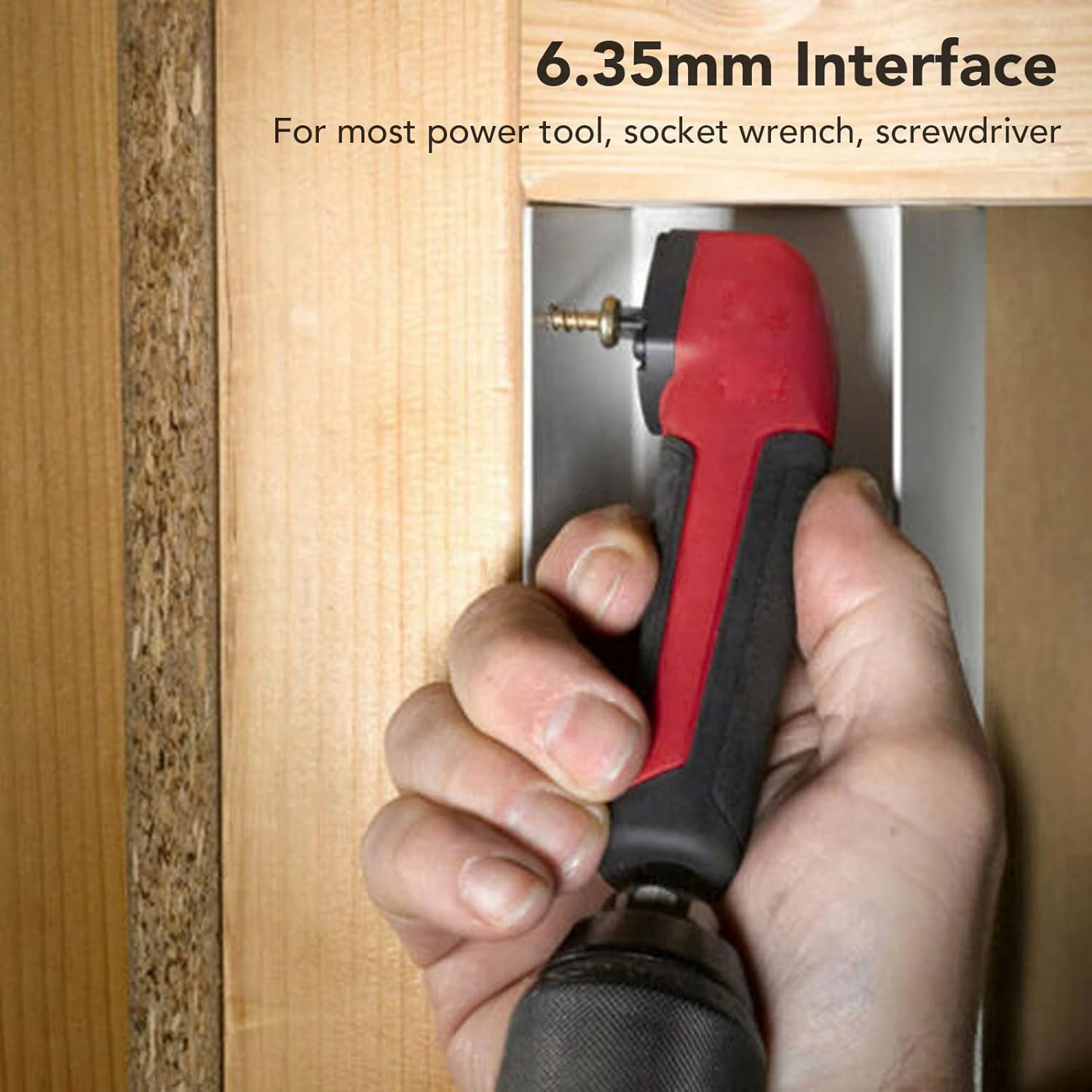 Right Angle Drill Adapter Hex Shank Corner Attachment with 10pc Screwdriver Bits Ergonomic ABS Handle for Electric Tools Tight Space Repairs DIY Projects (Red)