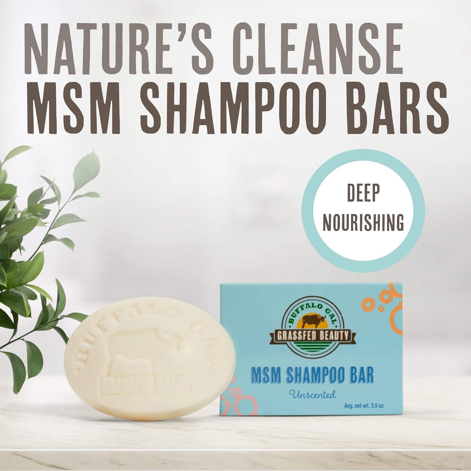 MSM + Tallow Shampoo Bar – Hair Growth Solid Shampoo for Soft, Healthy Hair – pH Balanced, Sulfate-Free, Silicone-Free, Plastic-Free – Unscented - Image 2