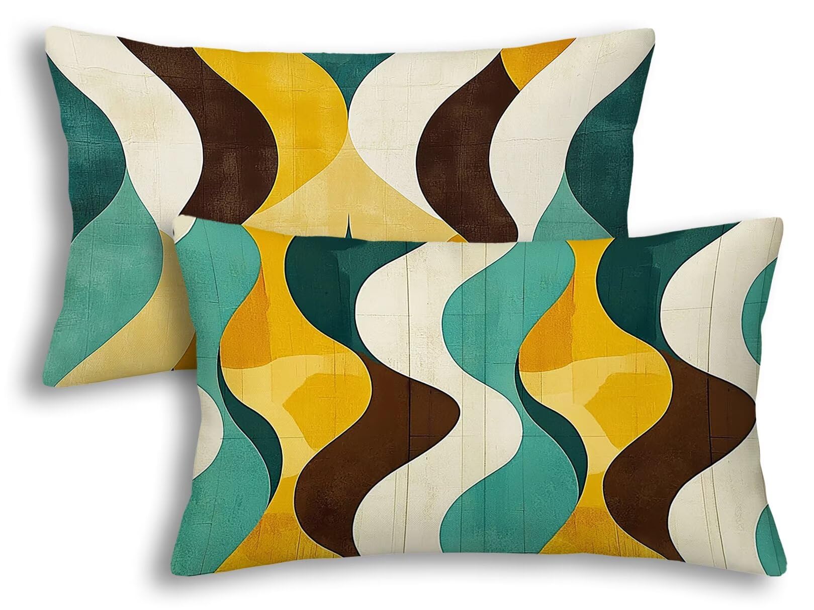 Housse de coussin extérieur 40x80 en lin imperméable de qualité supérieure vert abstrait