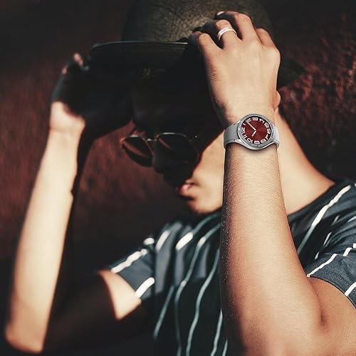 Miniatura 8 de AMANECER Anillo de bisel diseñado para Galaxy Watch 6 Classic de 1.73 pulgadas (1.693 in), 1.77 pulgadas, acero inoxidable, elegante marco de bucle,