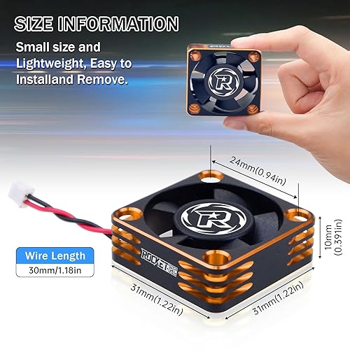 Miniatura 17 de Surpass Hobby ESC Ventilador de refrigeración disipación de calor 28000RPM RC Ventilador de refrigeración Turbo ESC A3 para coche RC 1/8 1/10