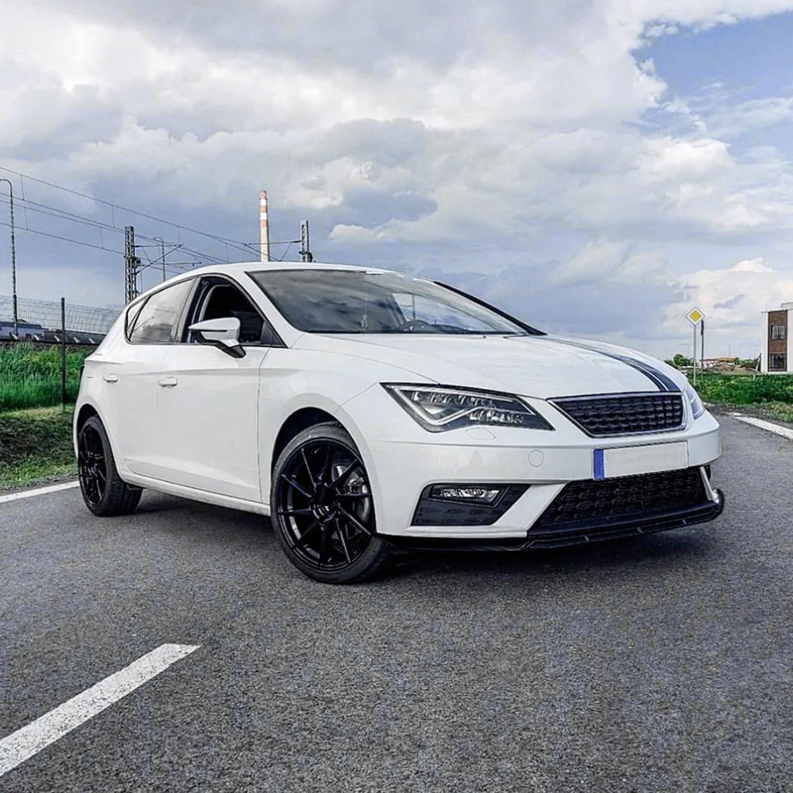 Frontal Alerón Alerón De Parachoques Delantero para Coche Divisor Inferior Labio para Seat para Leon MK3.5 2017-2020 Versión Estándar(Aspecto de Fibra de Carbono.)
