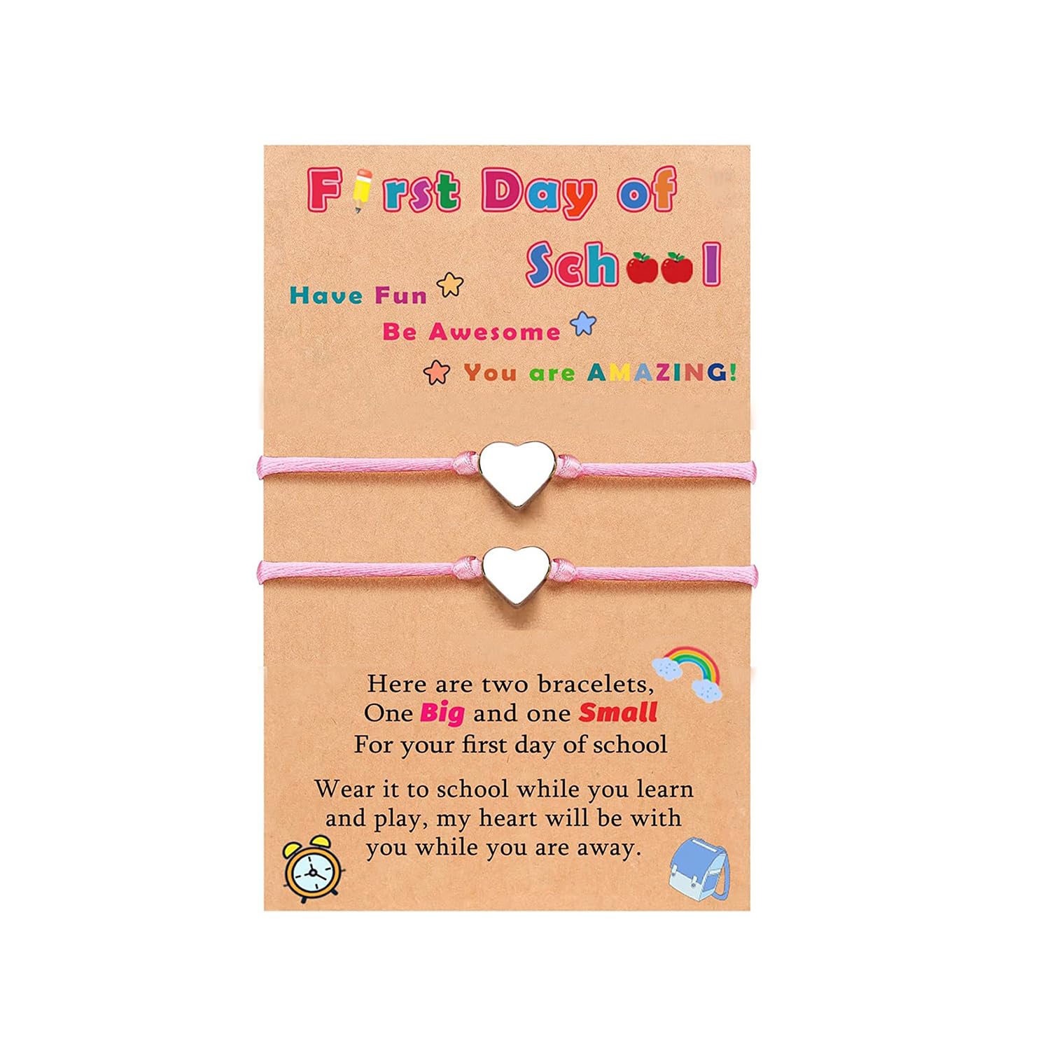 MIFYNNBack to School Mommy and Me Bracelet Heart Matching Wish Bracelet First Day of School Gifts Bracelet for Mother Daughter Bracelet Jewelry Gifts