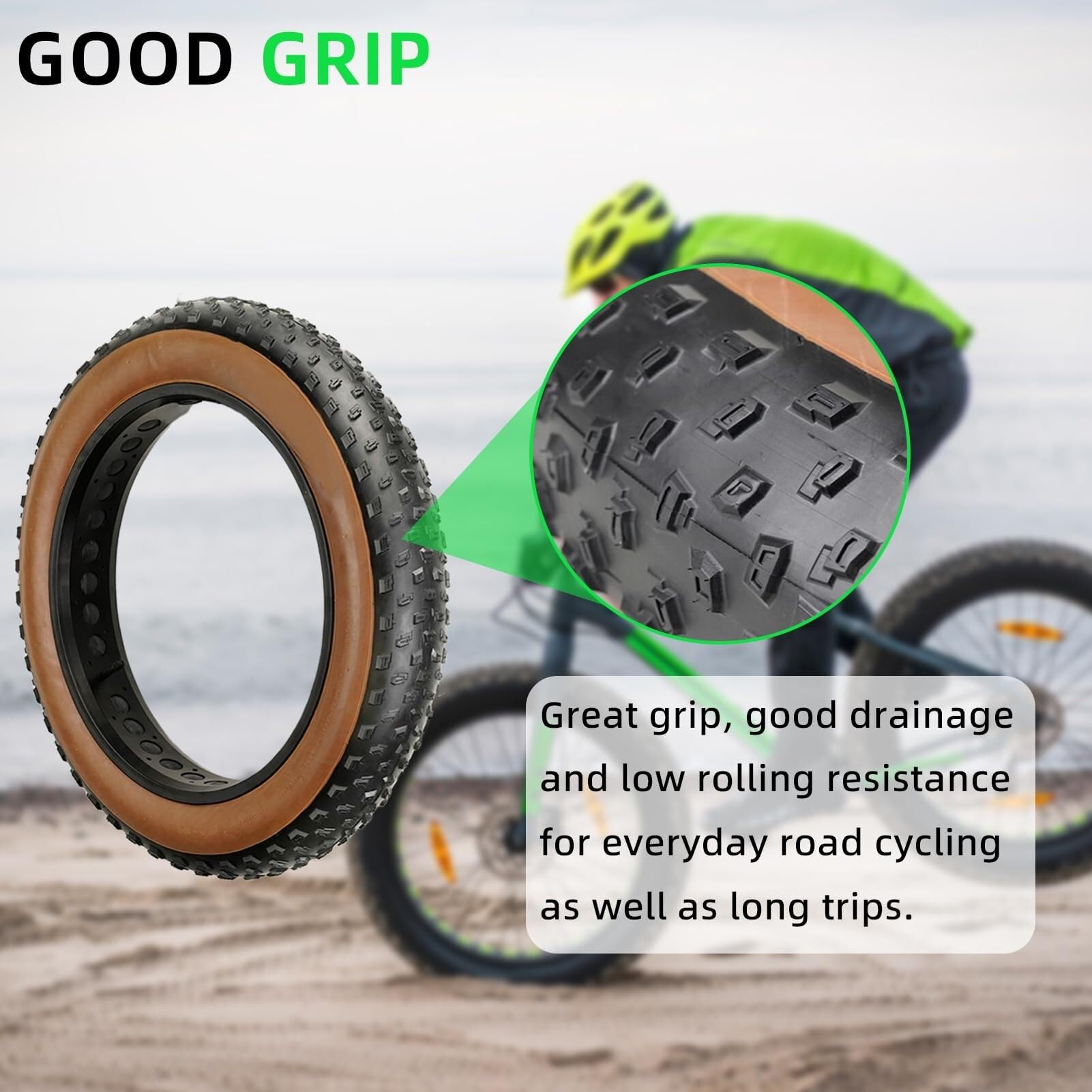 2 OPONY ROWEROWE 20x4.0/26x4.0 Cali z Dętkami - Przeciwpęknięciowe, 60 TPI, Składane Brzegi, do Rowerów Elektrycznych/Górskich/Plazowych(E,26 x 4.0)