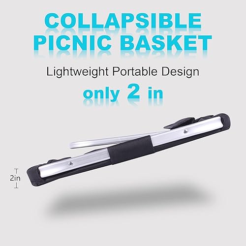 Miniatura 3 de SIYUAN - Cesta de pícnic, cesta de la compra plegable de 24 litros, portátil, con 2 asas, reutilizable, plegable, cesta de mercado a prueba de fugas
