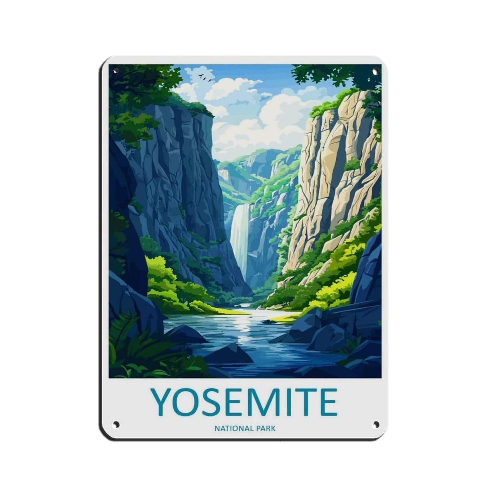 Yosemite Travel USA Art National Park Poster Retro Poster Metal Tin Sign Chic Art Retro Iron Painting Bar People Cave Cafe Family Garage Poster Wall Decoration 12x16inch(30x40cm)