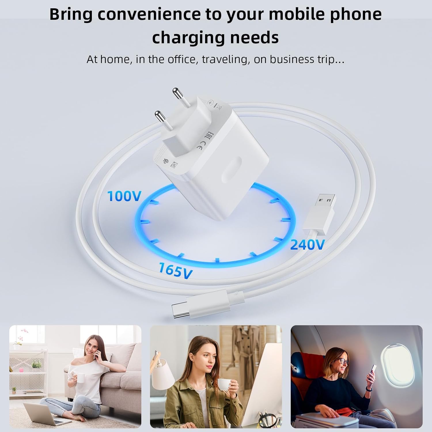 100W Caricatore Rapido con 8A Cavo USB C 1M per OnePlus Nord 4 3 5G 11 12 12R 11 9 Pro, Caricatore Ricarica rapida con Cavo USB Type C per OPPO Reno10