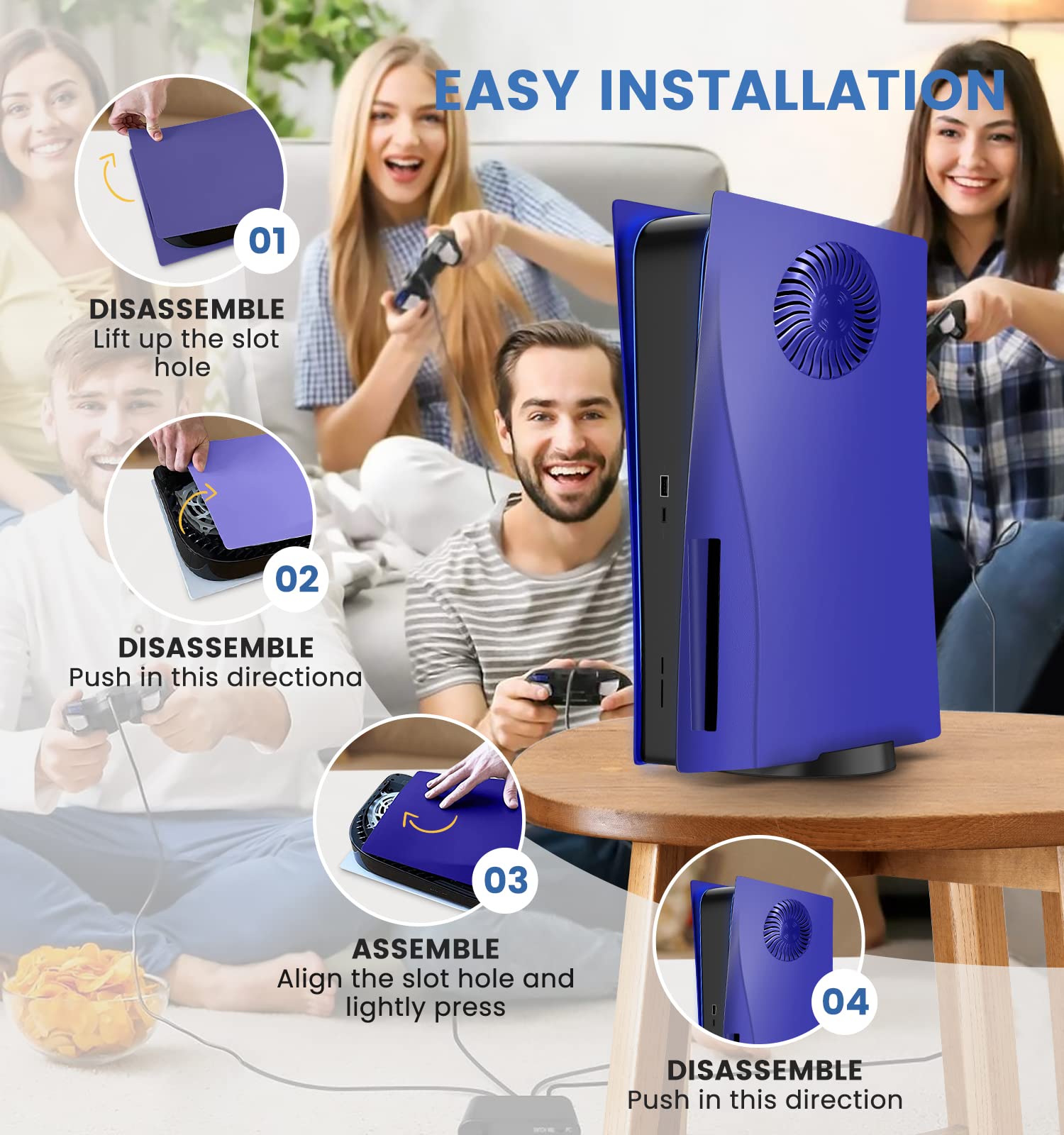 Coque de protection de plaque PS5 Version de refroidissement de la plaque frontale Peau de plaque PS5 pour édition de disque PS5 Évents turbo améliorés ABS antichoc dur Plaque PS5 Violet galactique