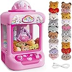 Marlrin Claw Machine for Kids, Mini Vending Machine Girls Unicorn Toys, Candy Grabber Prize Dispenser with Sound & 20 Mini Plush Toys, Electronic Arcade Game Indoor Toy for Home Party Birthday Gifts