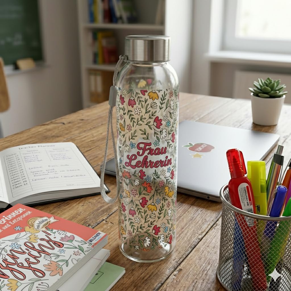 Geschenk für Lehrerin, Geschenkorb Lehrerinnen zum Abschied, Klassenwechsel, Danke, Schuljahresende, Großer Präsentkorb mit Sitzkissen & Trinkflasche, Klasse Präsent zum Verschenken Lieblingslehrerin