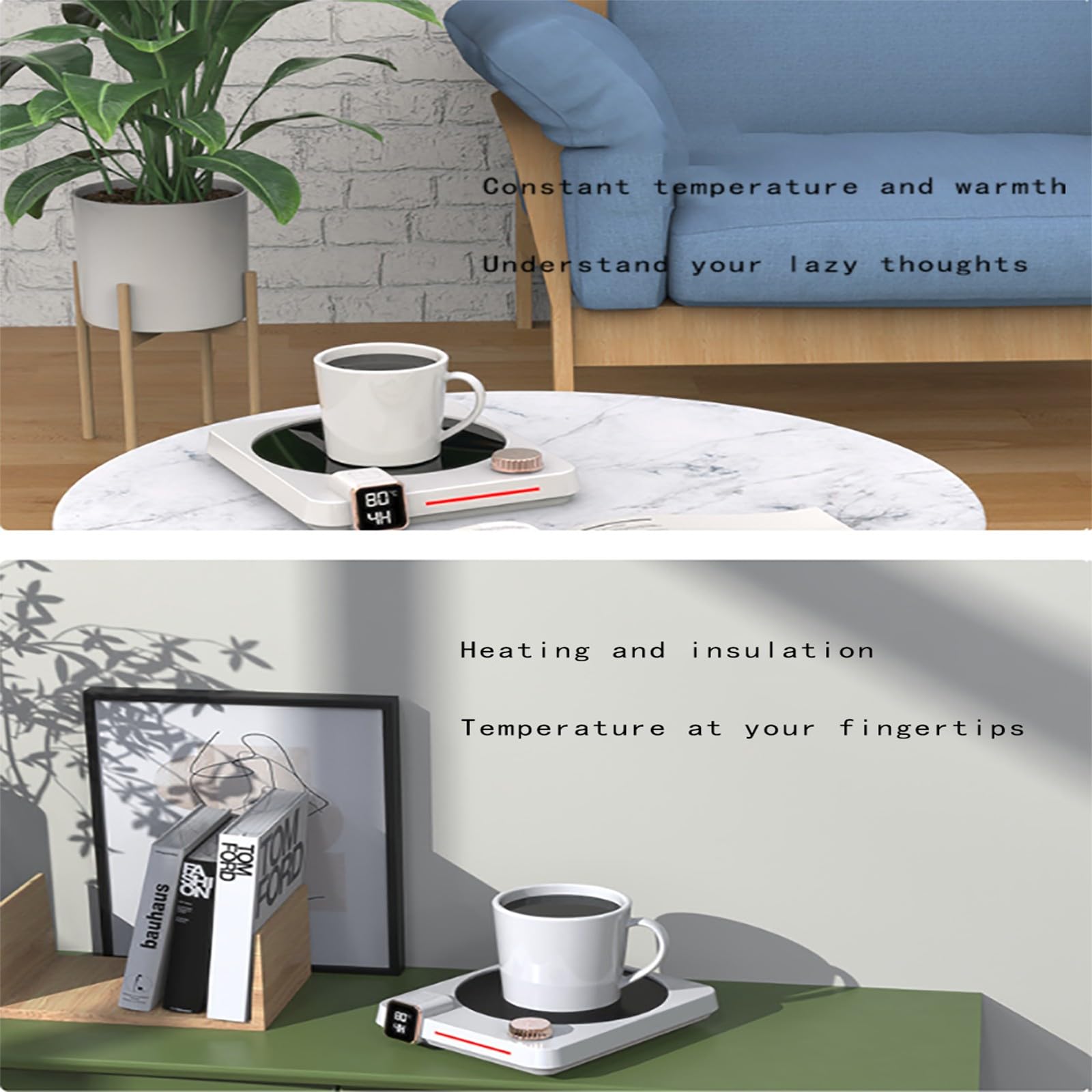 Calentador de tazas de café; Calentador de tazas de café de escritorio; Calentador de tazas de café inteligente de escritorio; Posavasos calentador de tetera inteligente A,15.3 * 12.8 * 3.1cm