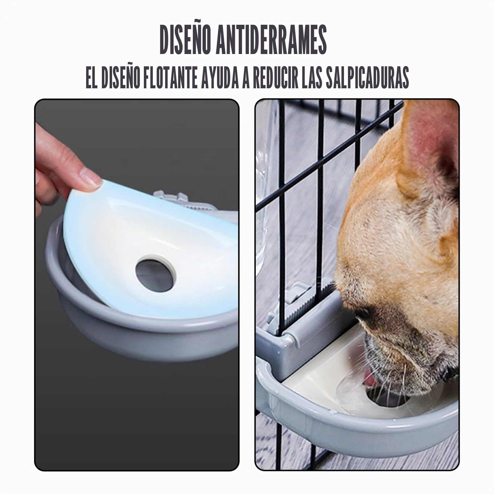 Dispensador Automático de Comida y Agua para Mascotas, Juego de Bebedero de Gravedad para Perros, Gatos, Conejos, Cobayas, Chinchillas, Hurones, Erizos (Gris)