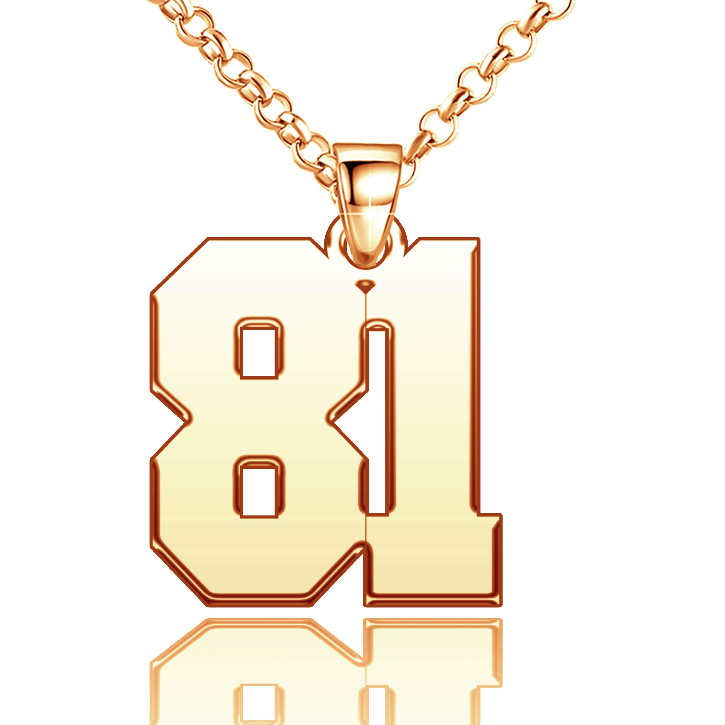 LoEnMe JewelryStainless Steel Personalized Number Necklace Jewelry Custom Number Chain Sports Necklaces for Men Women, 0.7, 0.9 and 1.2 inch, Metal, glass