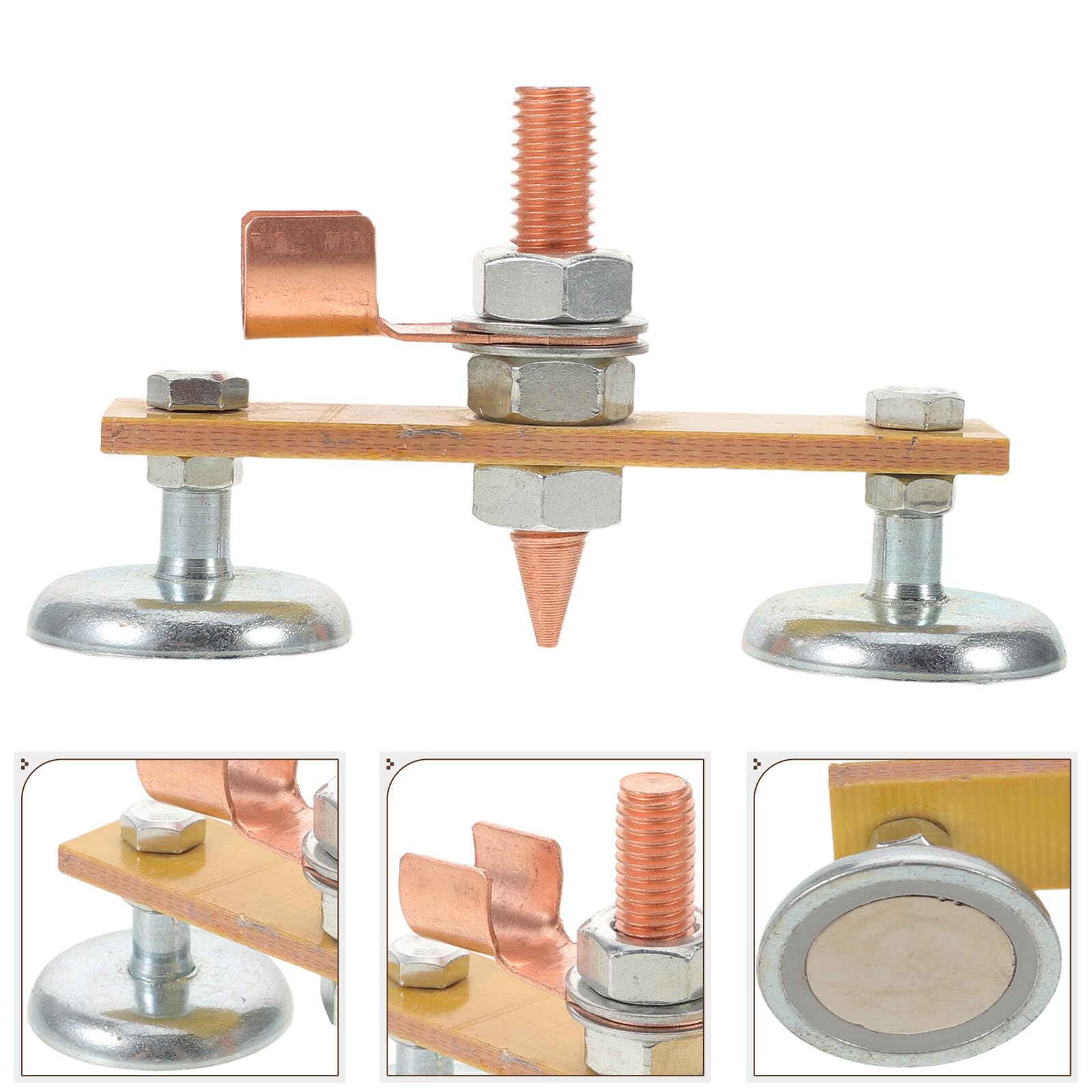Morsetto di Messa Terra Magnetico per Saldatura 2 Pezzi Rame | Doppio Lato con Coda Filo, Compatibile con Saldatrici e Cavi di Massa Spessi per Auto
