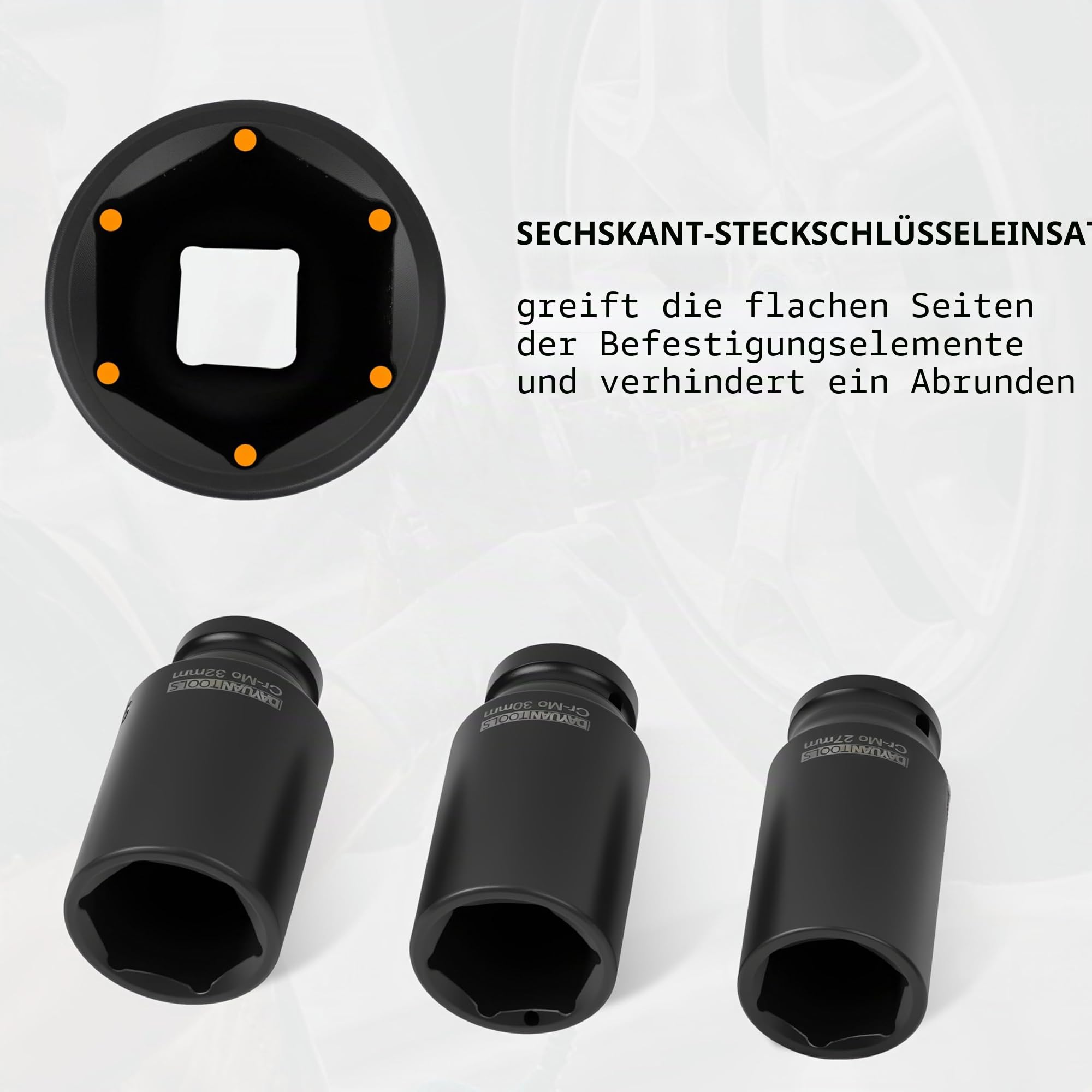 DAYUAN 35tlg 1/2" Schlagschrauber Nuss Set Steckschlüsselsatz 8/10-32mm | Tiefe Cr-Mo Schlagnüsse für den Einsatz mit elektrischen Schlagschraubern, Impact Socket Set 78mm*10-32mm, 38mm*8-32mm