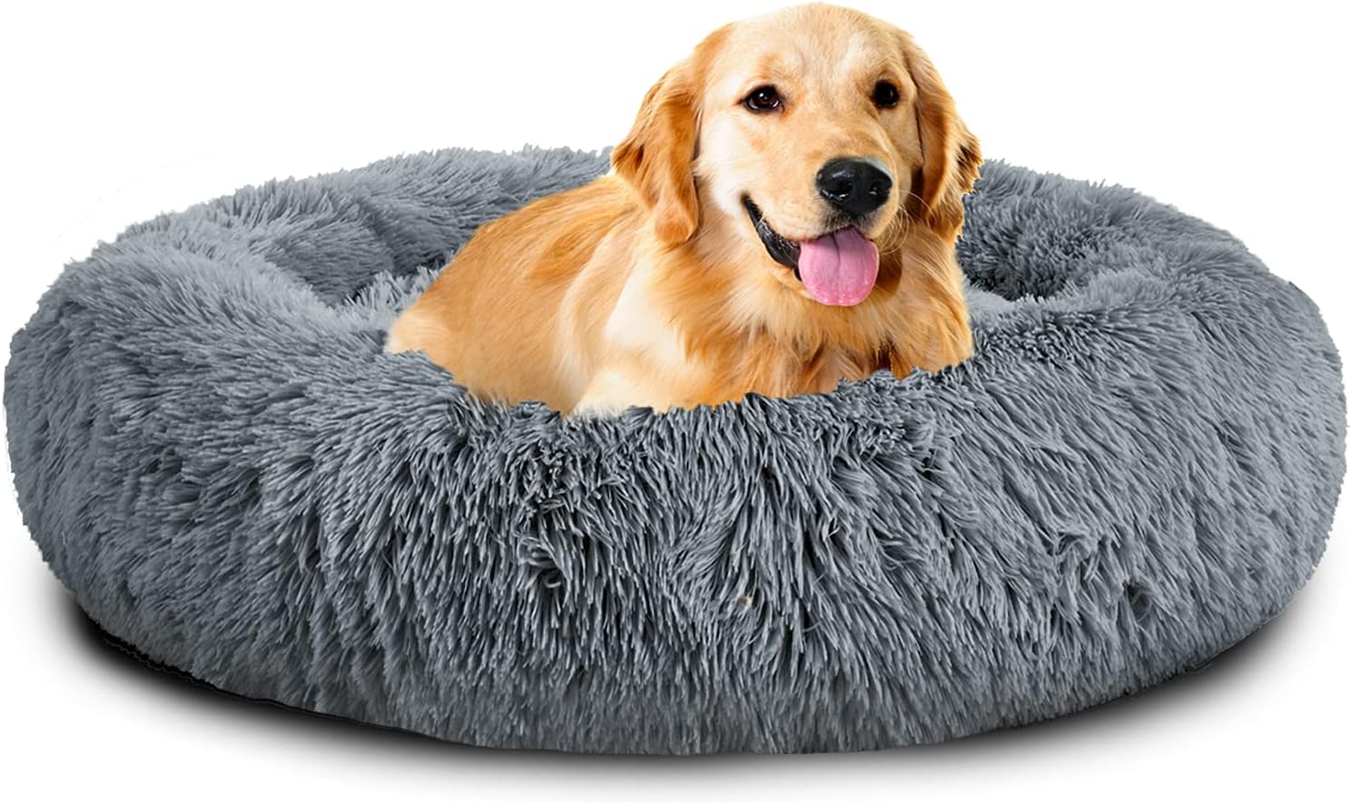 Mirkoo Dog Beds Calming Donut Pet Bed Washable Anti Anxiety Faux Fur
