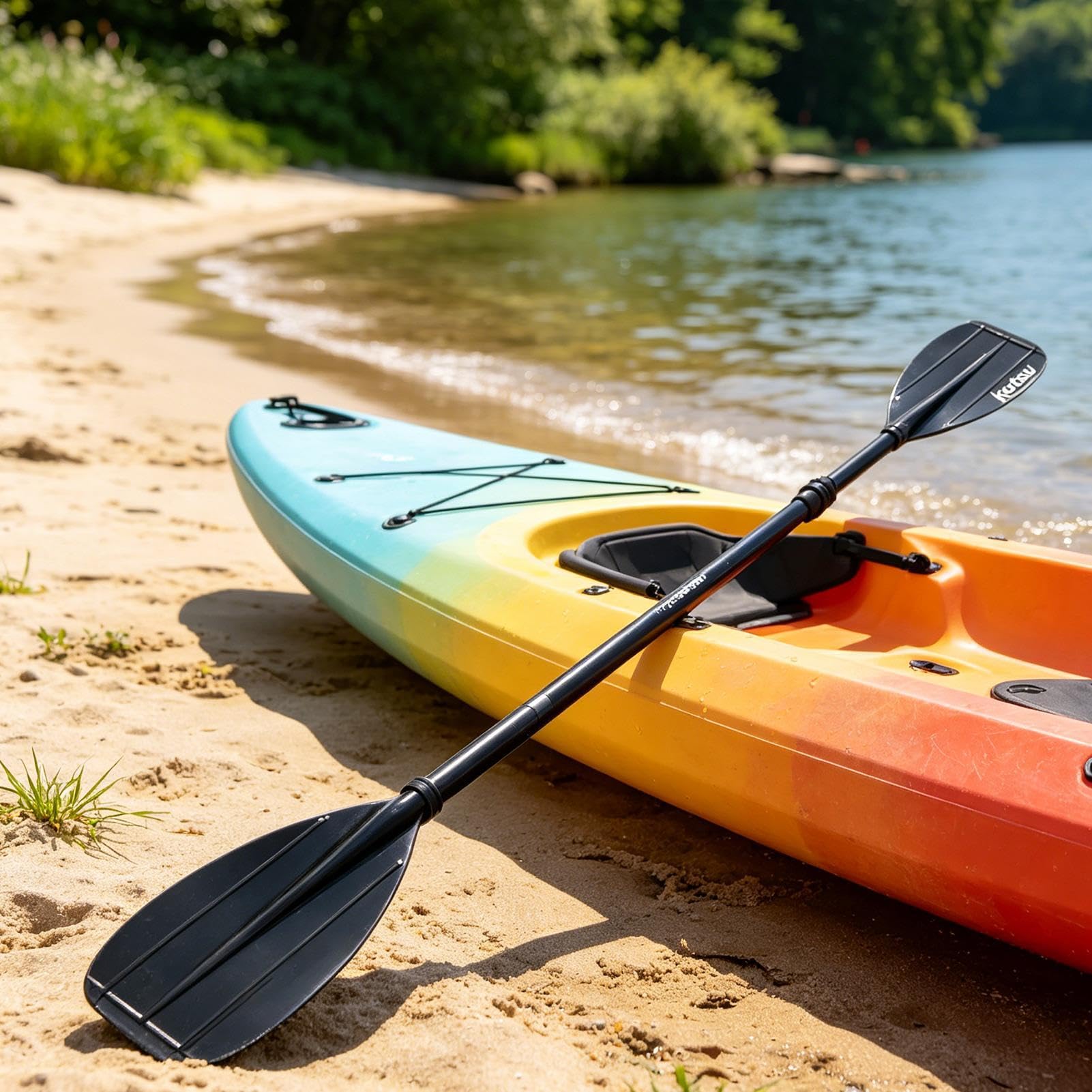 Pagaia da kayak in fibra di carbonio, 2 pezzi, leggera, per kayak per ragazzi, per pesca, escursioni, pesca, lago, fiume e mare, rafting, spedizioni e campeggio, viaggi, nuoto
