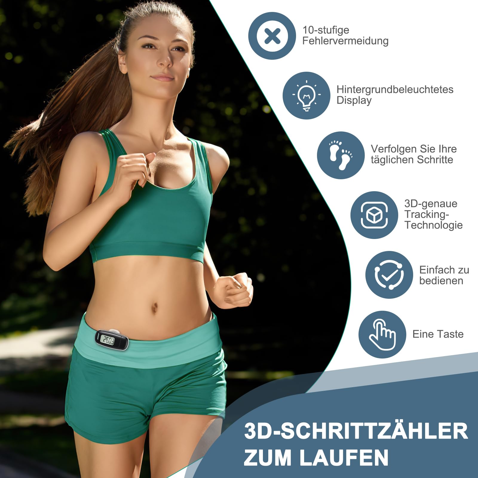 Podomètre 3D, Rechargeable par USB, podomètre pour la Marche, Grand écran, podomètre Simple sans Application, podomètre précis, Suivi des Pas