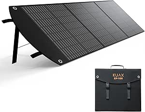 KUAX Faltbares Solarpanel 100W - Solar Ladegerät mit 100W Schuko, 45W Typ-C, 24W Typ-A, IP54 Wasserdicht, PD QC3.0 Tragebare Solaranlage für Outdoor Garten Balkon Wohnwagen Camping