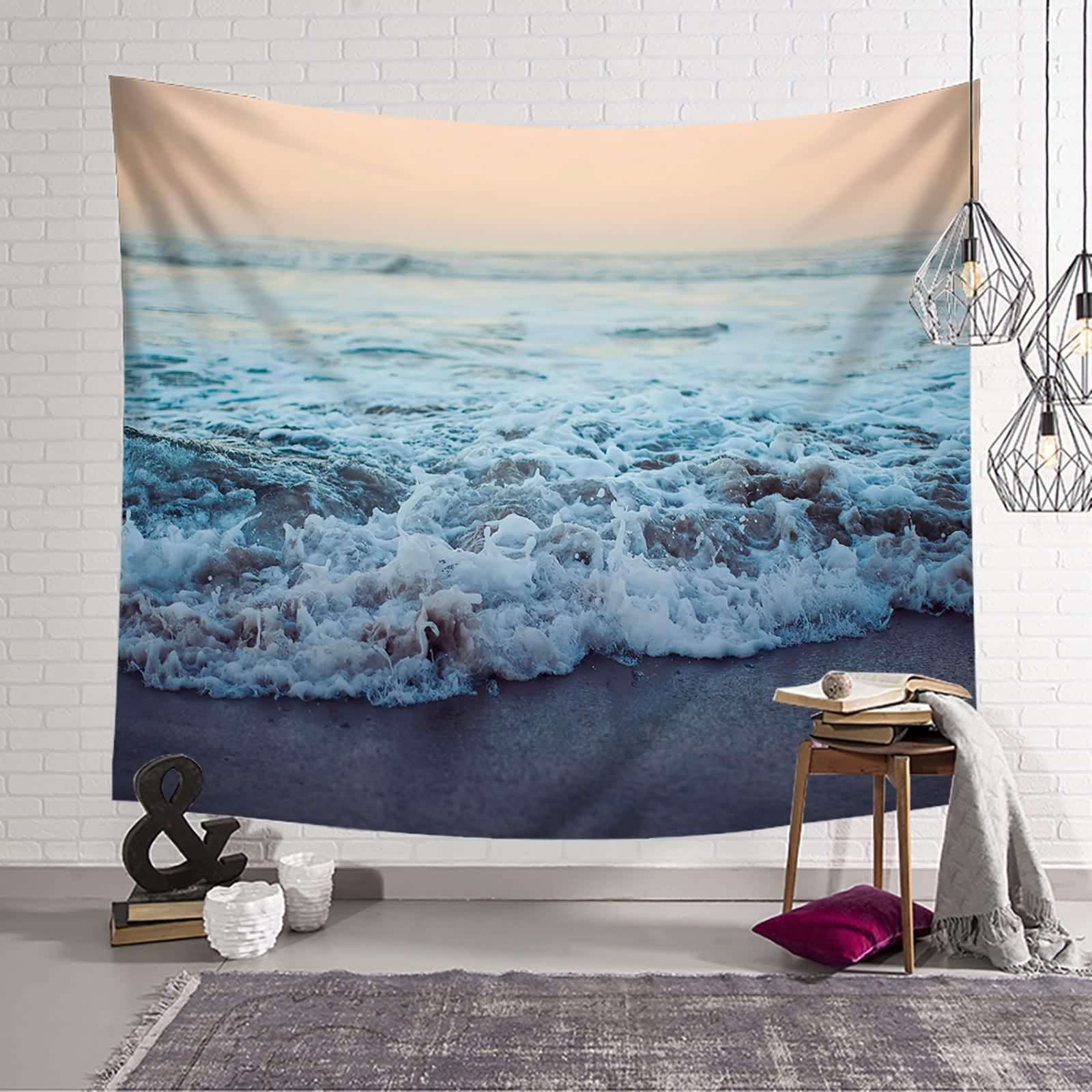 Tolldek Dywan ścienny, krajobraz, naturalny, 240 x 220 cm, gobelin plażowy, dekoracja do mieszkania