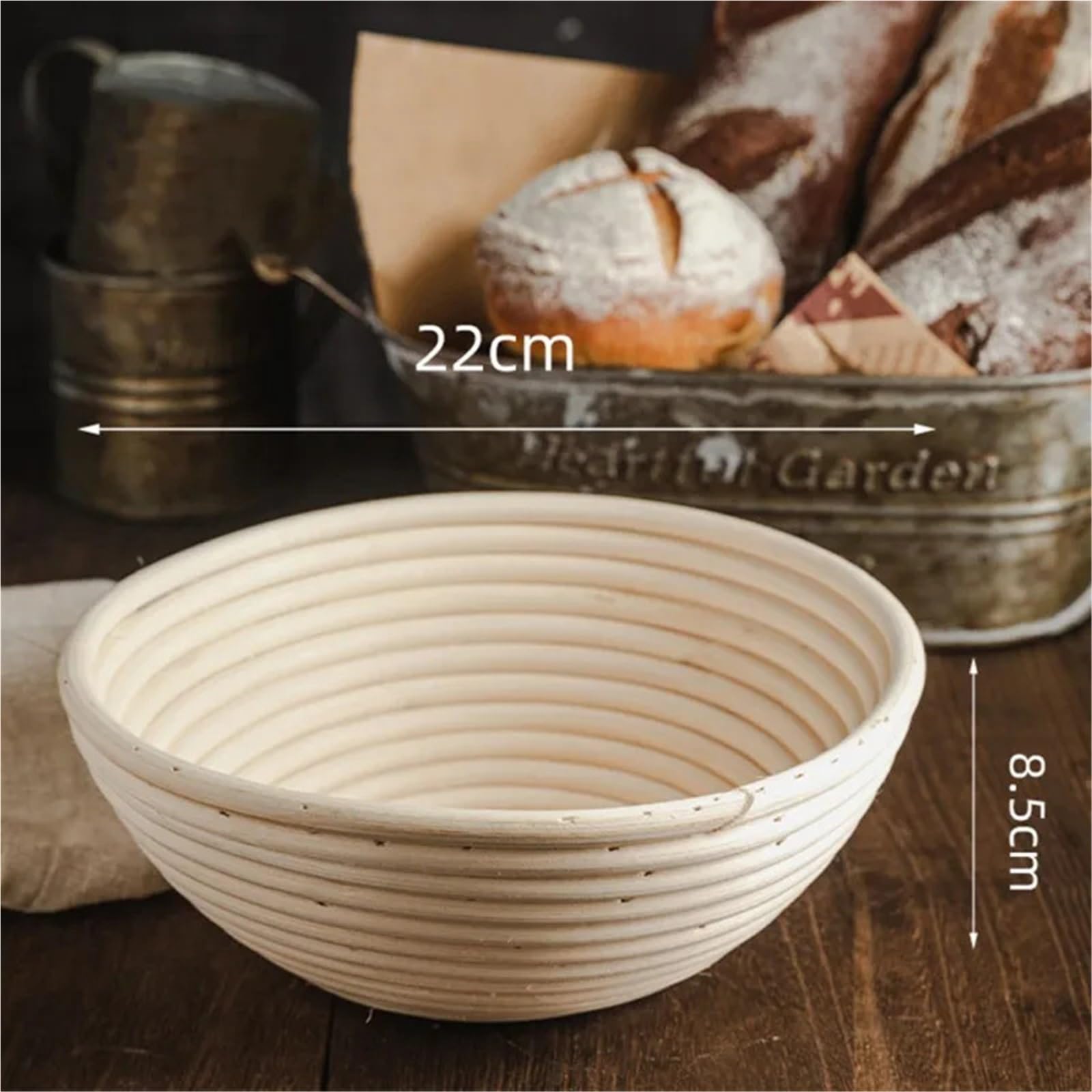 Cesta de mimbre a prueba pan, cesta ovalada Natural for fermentación masa, Banneton, herramientas for hornear Para Hornear Pan(22X8.5CM)