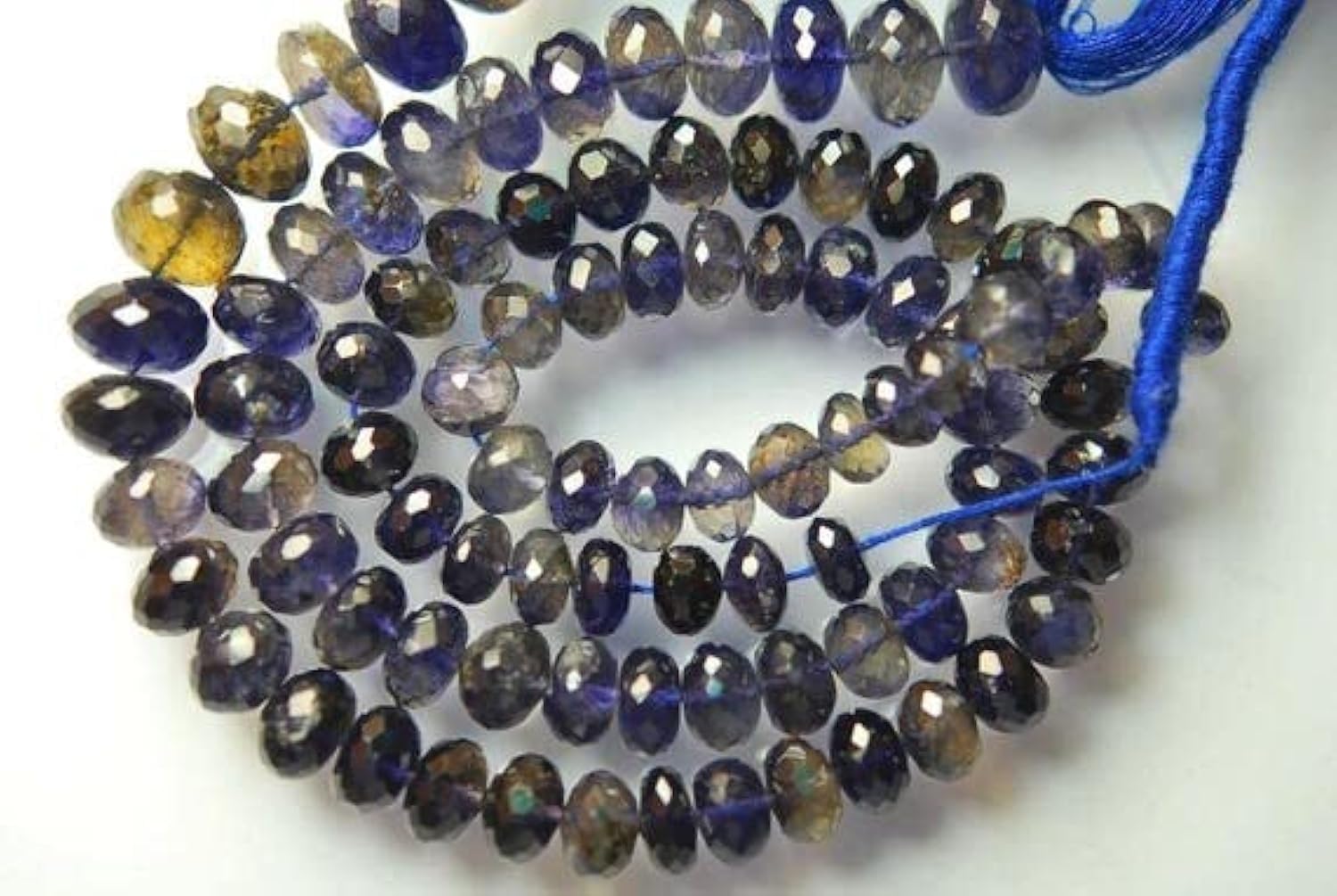 Iolite bleue naturelle de qualité AAA en fil de 9 pouces pour joaillerie