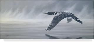 Misty Duck Flight by Wilhelm Goebel, 14x32-Inch