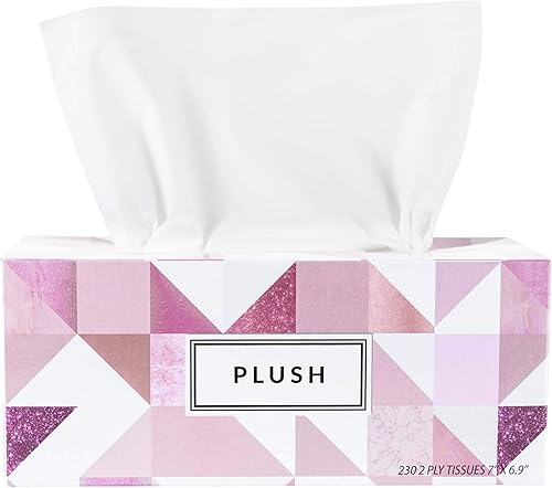 Pañuelos faciales de felpa de 230 por caja, tamaño de 7 x 6.9 pulgadas, 2 capas, suaves, lisos, ideales para baño, oficina, tienda, escuela, hogar,