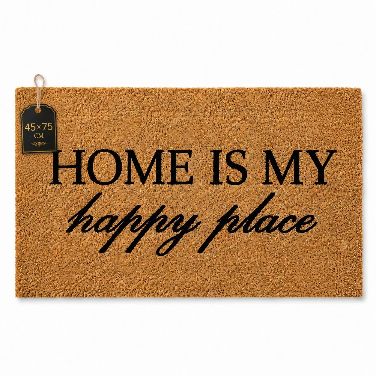 LSC Coir Door Mat Heavy Duty Outdoor Mat with Rubber Backing Non Slip Natural Coir Entrance Mat Dirt Trapper Front Door Mat for Indoor & Outdoor Use 45 x 75 cm (Home Happy Place) โ image 1