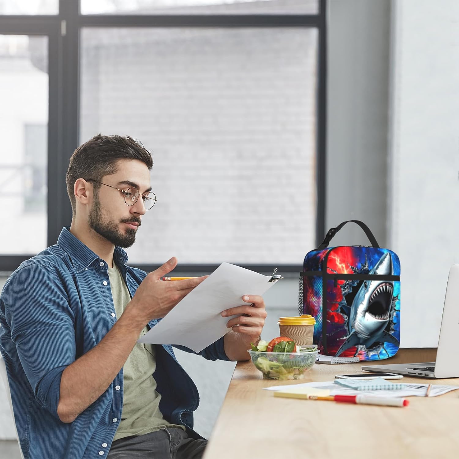 Shark Lunch Bag for Kids Boys Girls Toddler Cartoon Shark Reusable Insulated Lunch Box Red Blue Lighting Lightweight Thermal Cooler Tote for School Picnic Travel Hiking Office - Image 5