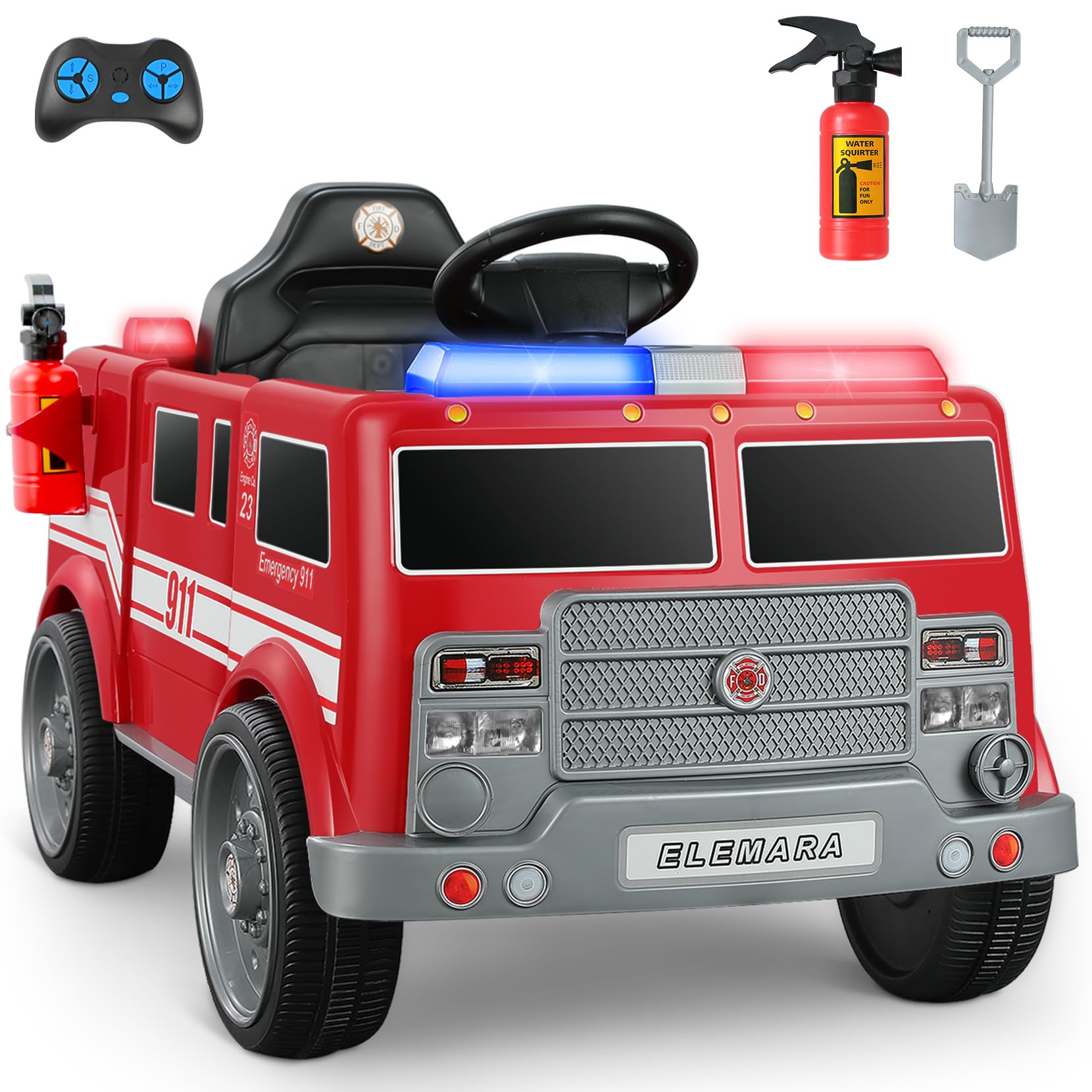 ELEMARA 12V Ride on Fire Truck