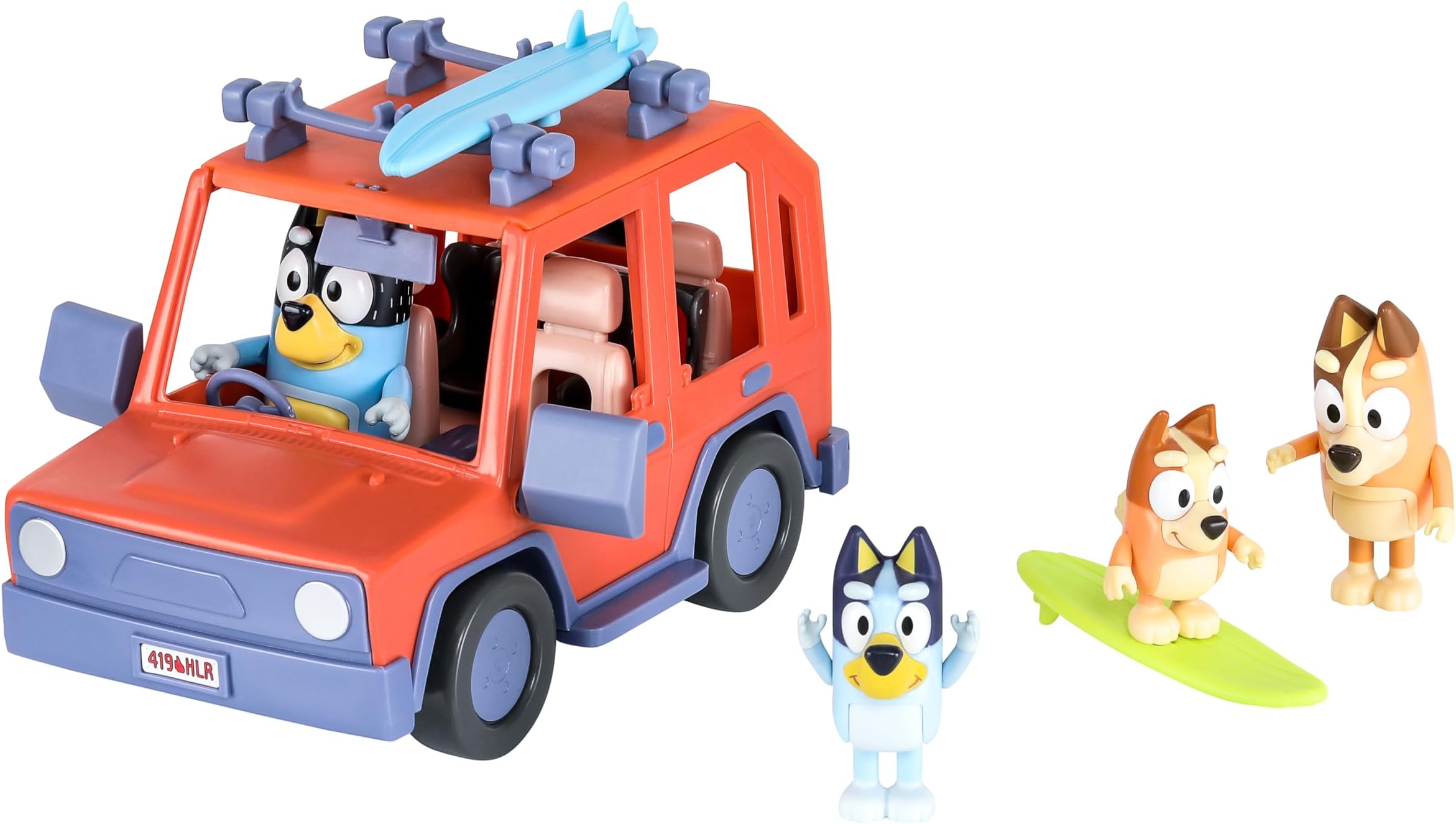 Heeler Family 4WD Vehicle and 4 Figure Pack, 2.5-3 Inch Figures, 2 Surfboards Accessories and Stickers | Amazon Exclusive
