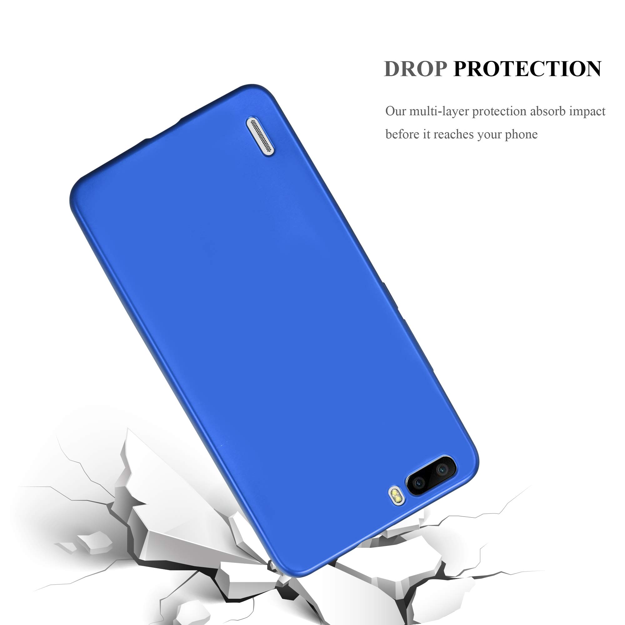 Cadorabo Custodia per Honor 8 in FROST BLU SCURO - Morbida Cover Protettiva Sottile di Silicone TPU con Bordo Protezione - Ultra Slim Case Antiurto Gel Back Bumper Guscio