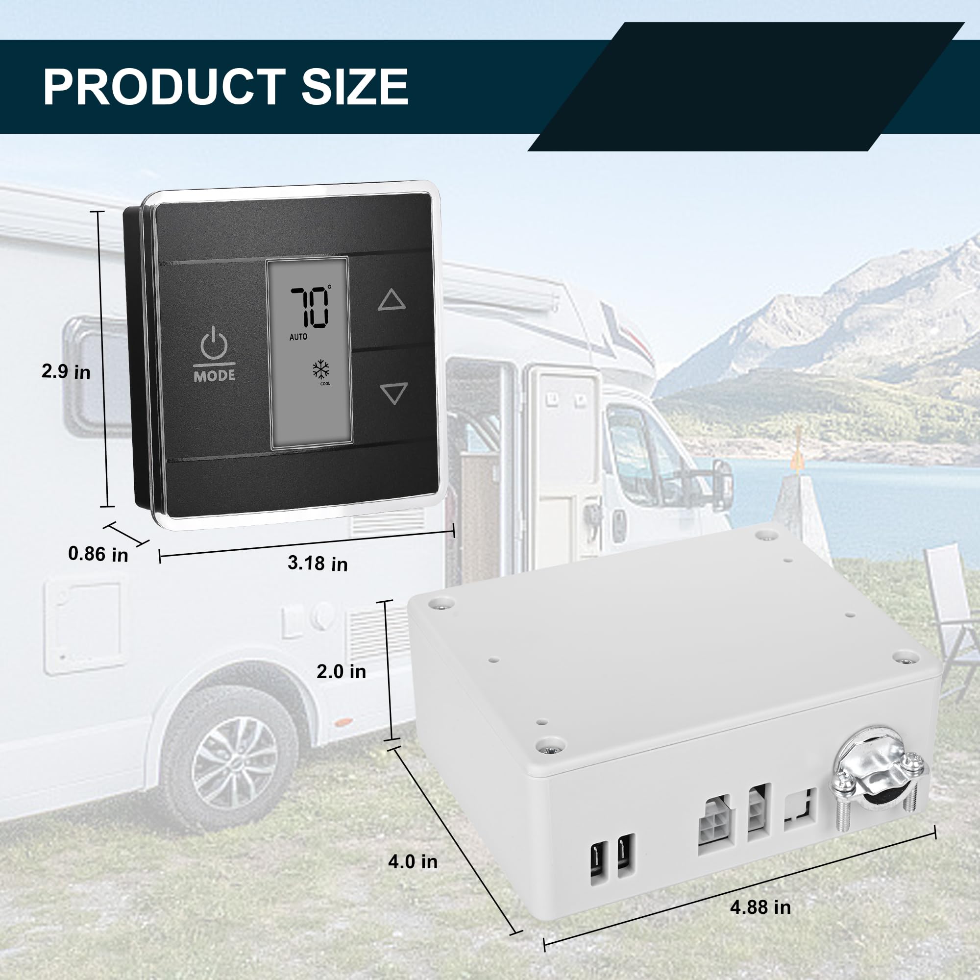 Replace Rv Thermostat With Digital RV Thermostat Replacement For Dometic AC  Units - Black CT Single Zone LCD Display 12V Control Rv Thermostat Heat/cool