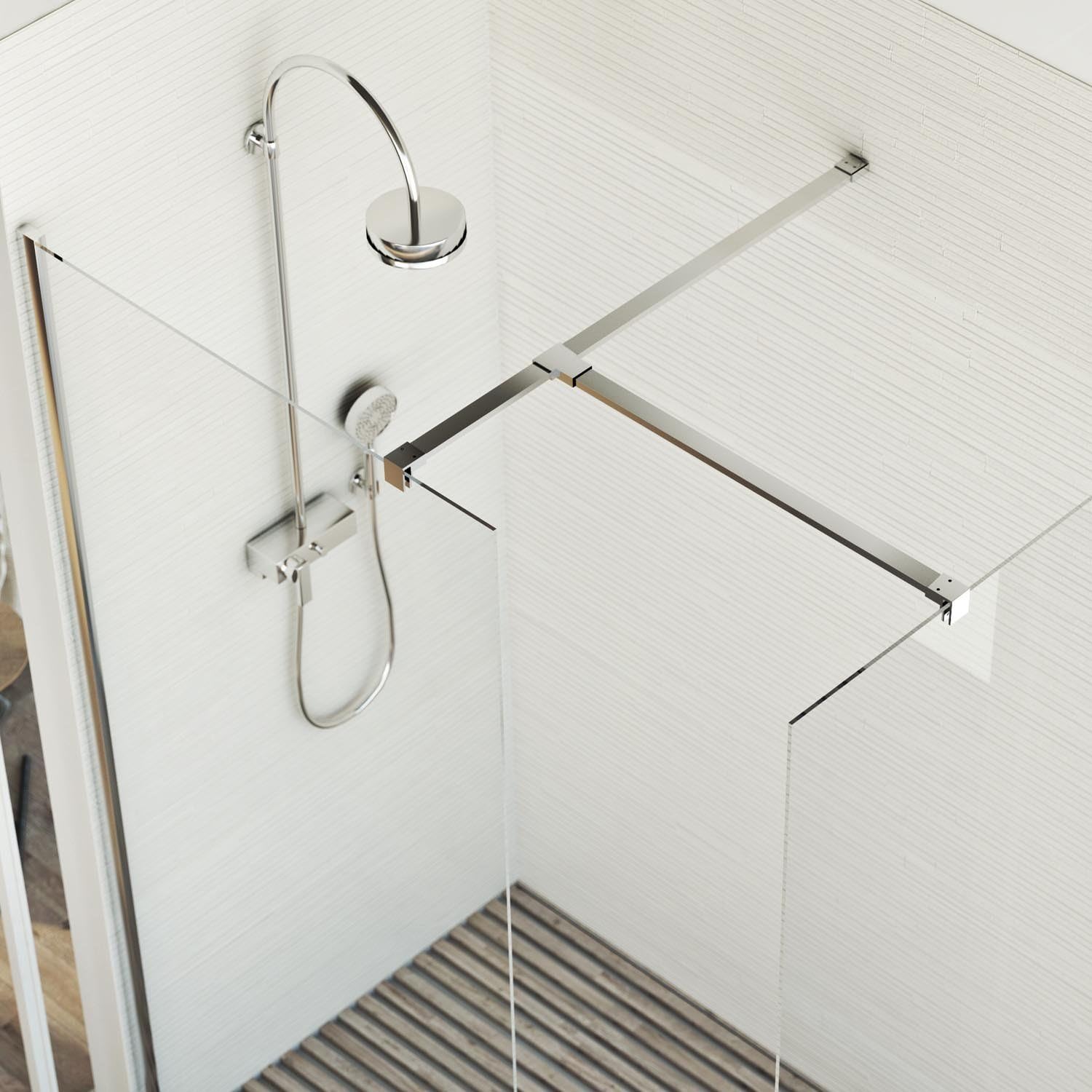 Box doccia Parete 90x140 CM in vetro trasparente 8mm mod. Walk in Corner H198