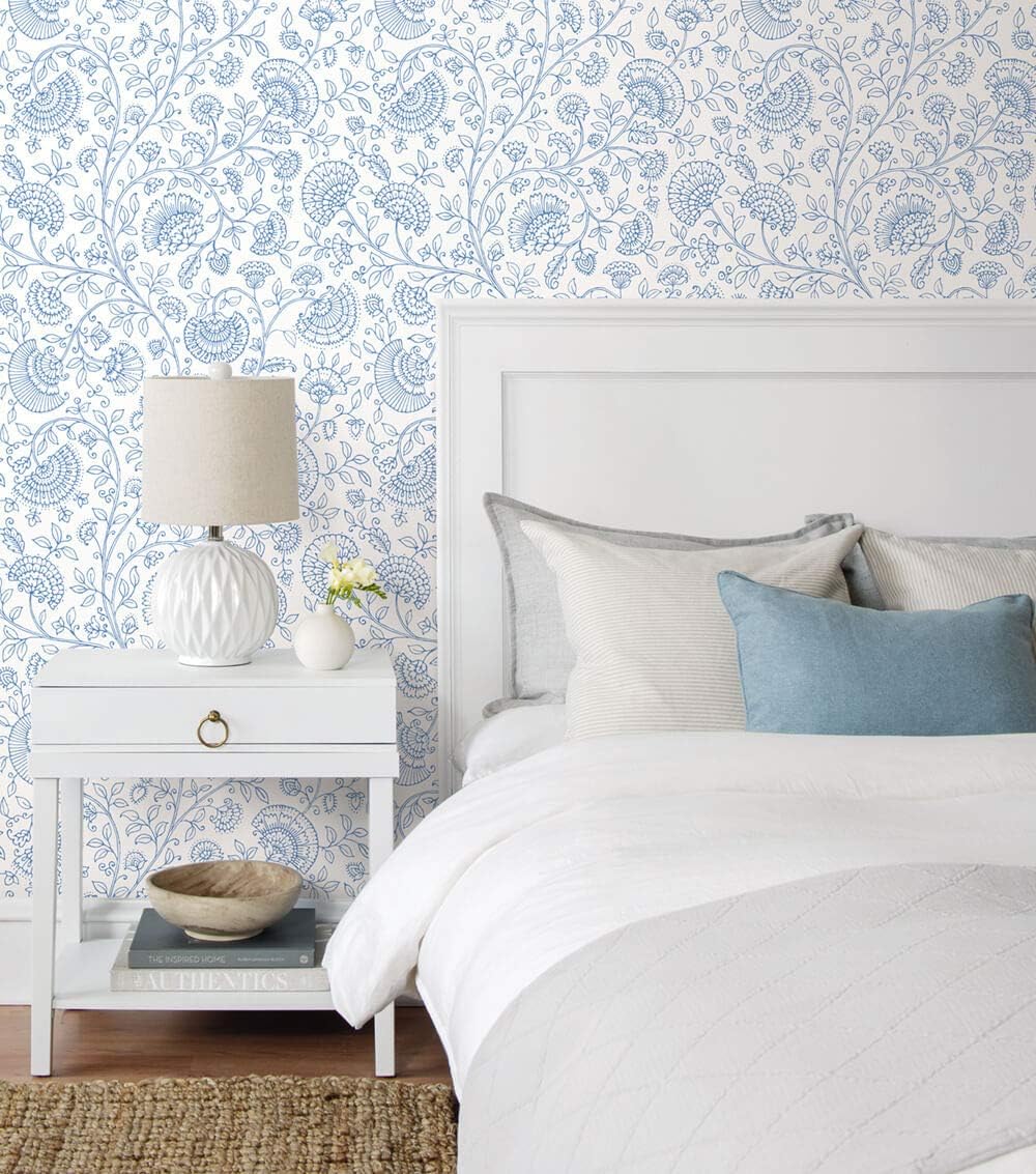 NextWall Paisley Trail Peel and Stick Wallpaper (Blue Bell)