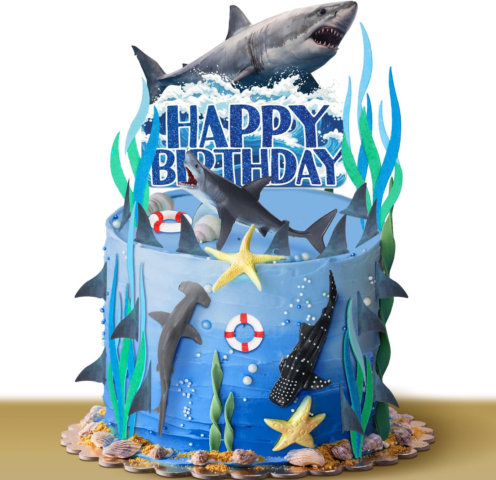 18 Pack Shark Cake Toppers for Attack Sea Creatures Decor Shark Figurines Decorations Ocean Theme Cupcake Picks for Birthday Shower Party Favors Supplies