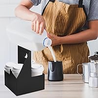 Vista 7 de Kisston Paquete de 150 portadores de bebidas con asa, 4 tazas de cartón de estraza para vasos, desechable, para bebidas calientes o frías, servicios
